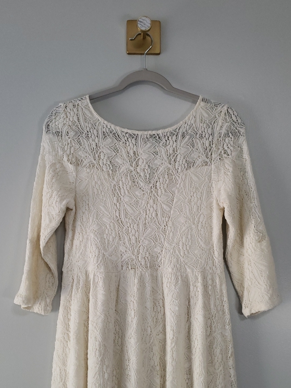 Free People Shake It Up Mini Dress Small Cream Ivory Crochet Lace Boho Wedding - Picture 7 of 15